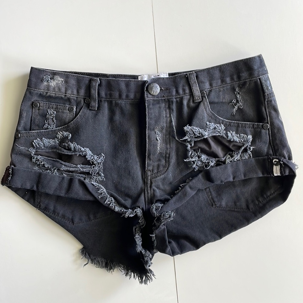 Black denim shorts - cutoffs